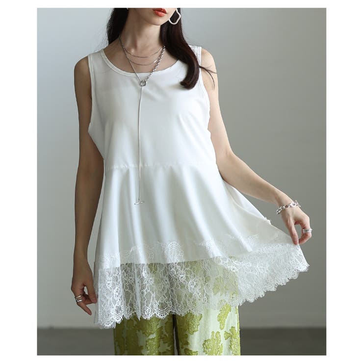 華やぎを忍ばせる裾レースフレアシルエットタンクトップ レディース ファッション | Sawa a la mode | 詳細画像12 