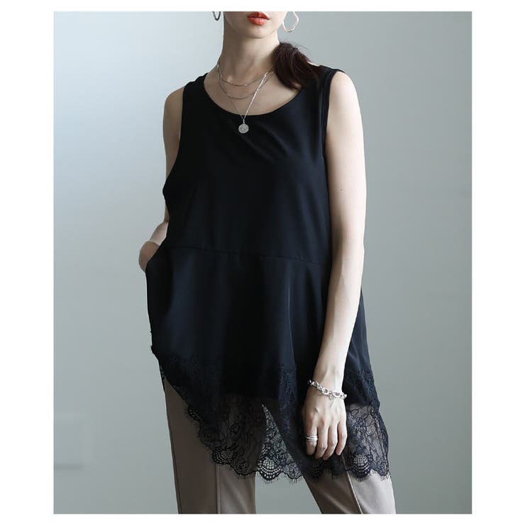 華やぎを忍ばせる裾レースフレアシルエットタンクトップ レディース ファッション | Sawa a la mode | 詳細画像14 