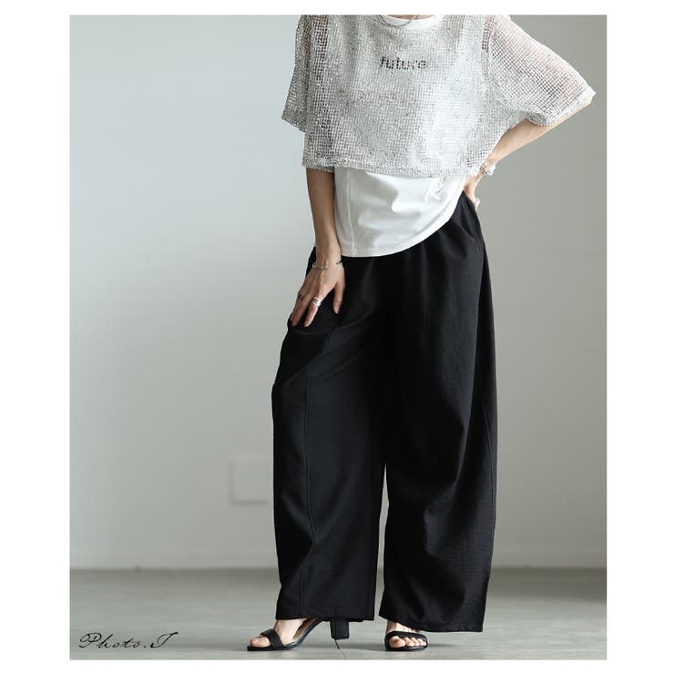 リネンライクな肌心地のバレルレッグワイドパンツ レディース ファッション | Sawa a la mode | 詳細画像2 