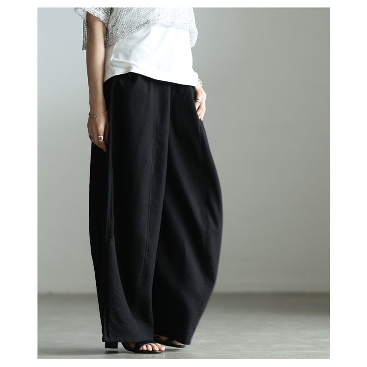 リネンライクな肌心地のバレルレッグワイドパンツ レディース ファッション | Sawa a la mode | 詳細画像4 