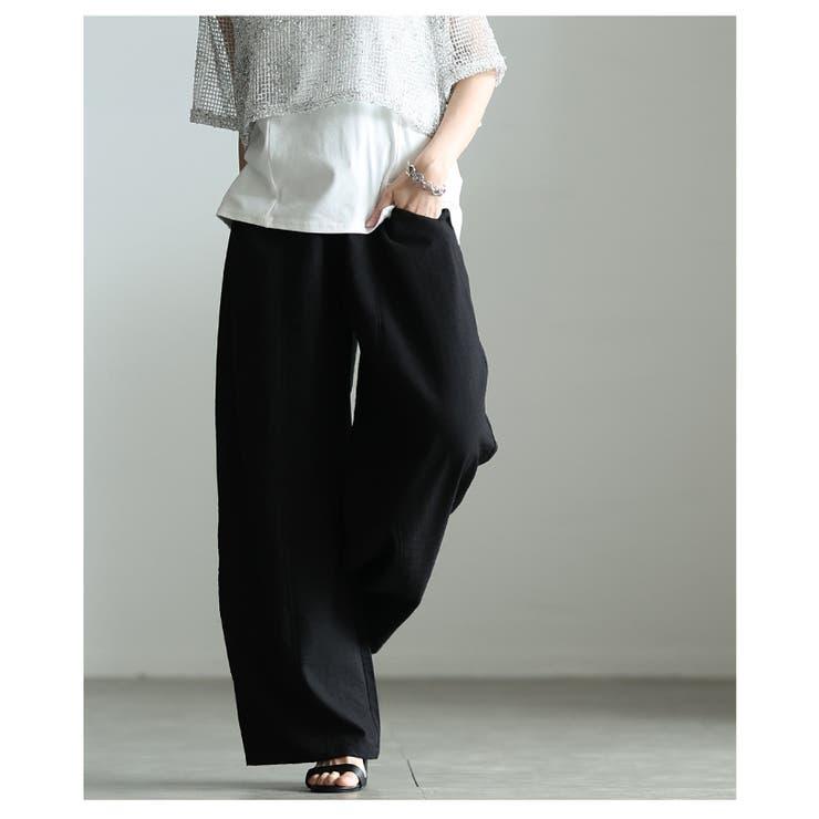 リネンライクな肌心地のバレルレッグワイドパンツ レディース ファッション | Sawa a la mode | 詳細画像9 