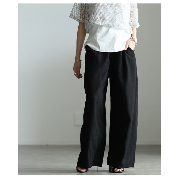 リネンライクな肌心地のバレルレッグワイドパンツ レディース ファッション | Sawa a la mode | 詳細画像15 