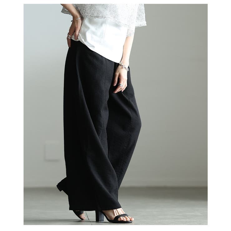 リネンライクな肌心地のバレルレッグワイドパンツ レディース ファッション | Sawa a la mode | 詳細画像16 