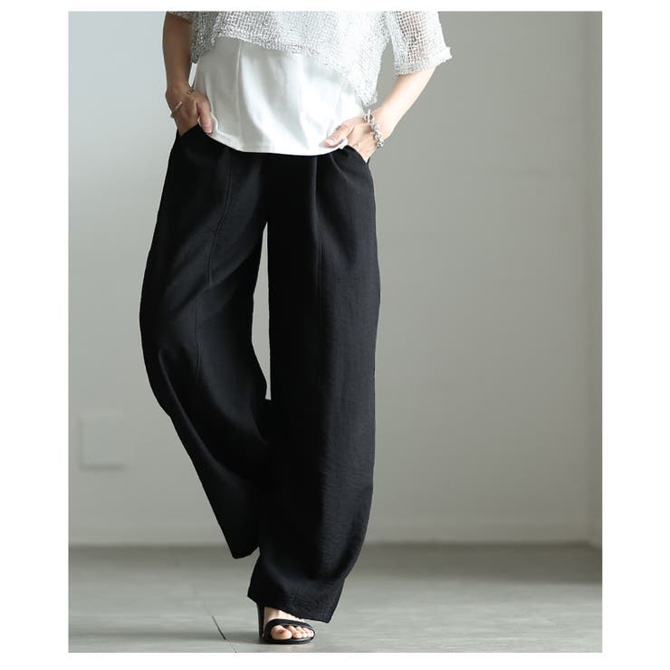 リネンライクな肌心地のバレルレッグワイドパンツ レディース ファッション | Sawa a la mode | 詳細画像19 