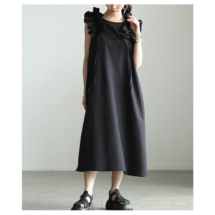 ときめく魅力が光るショルダーフリルAラインワンピース レディース ファッション | Sawa a la mode | 詳細画像4 
