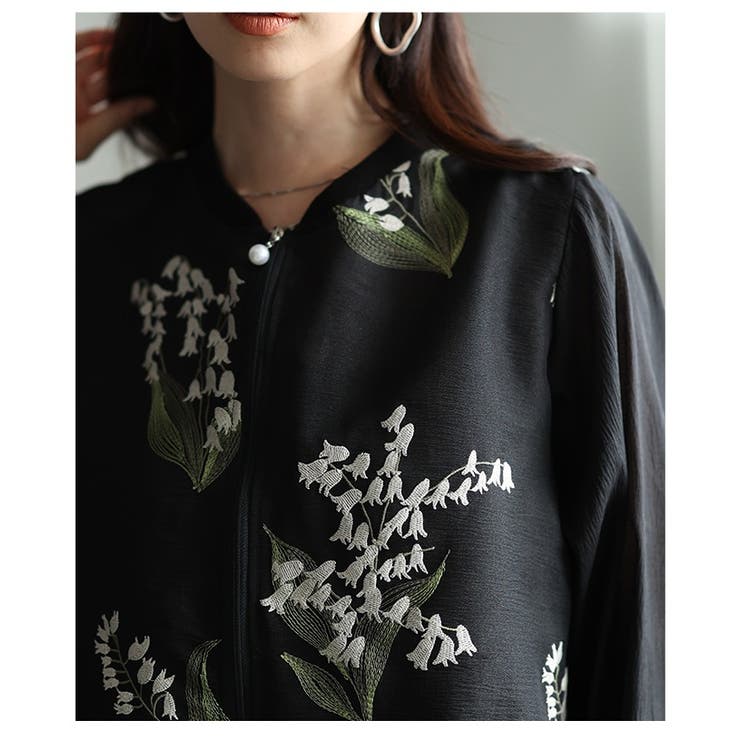 幸運が訪れるスズラン刺繍ジップアップシアーブルゾン レディース ファッション | Sawa a la mode | 詳細画像13 