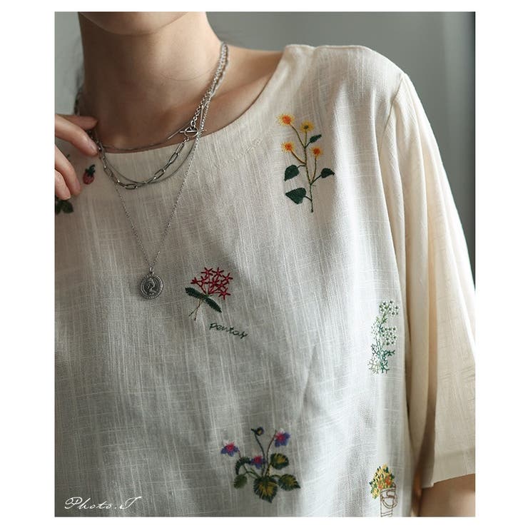 涼し気を纏うボタニカル刺繍リネン混ブラウス レディース ファッション | Sawa a la mode | 詳細画像2 