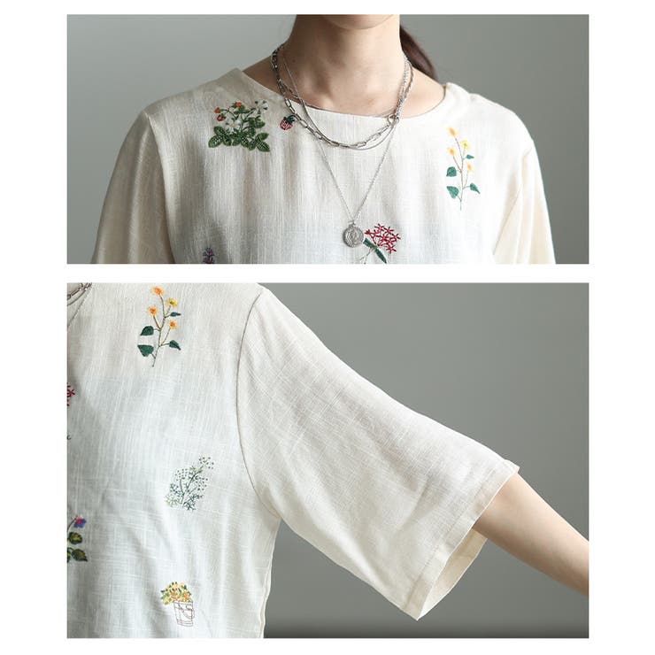 涼し気を纏うボタニカル刺繍リネン混ブラウス レディース ファッション | Sawa a la mode | 詳細画像5 