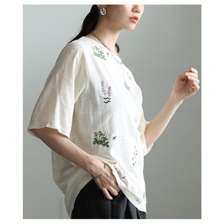 涼し気を纏うボタニカル刺繍リネン混ブラウス レディース ファッション | Sawa a la mode | 詳細画像7 