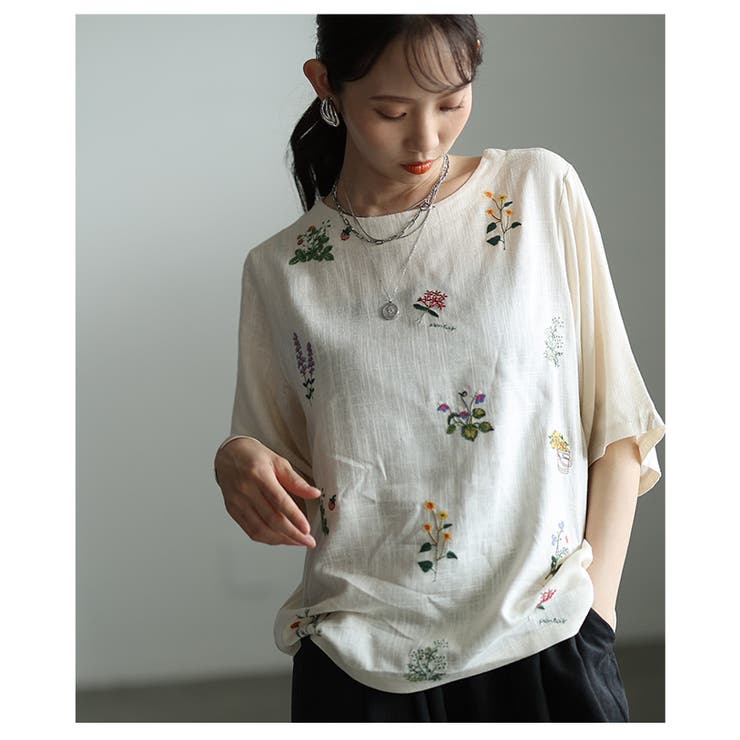 涼し気を纏うボタニカル刺繍リネン混ブラウス レディース ファッション | Sawa a la mode | 詳細画像11 
