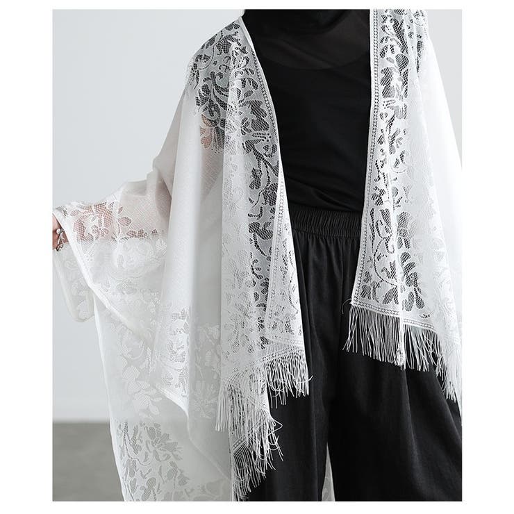 洗練度高まるショール風総レーストッパーカーディガン レディース ファッション | Sawa a la mode | 詳細画像8 