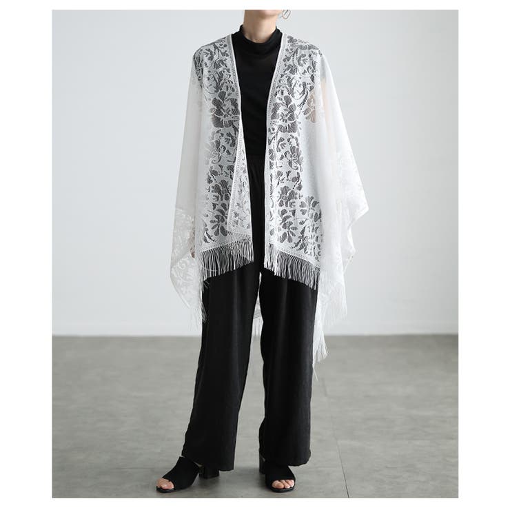 洗練度高まるショール風総レーストッパーカーディガン レディース ファッション | Sawa a la mode | 詳細画像11 