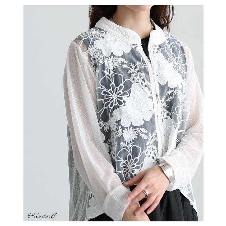 リッチに華やぐ花柄レース異素材シアーブルゾン レディース ファッション | Sawa a la mode | 詳細画像2 
