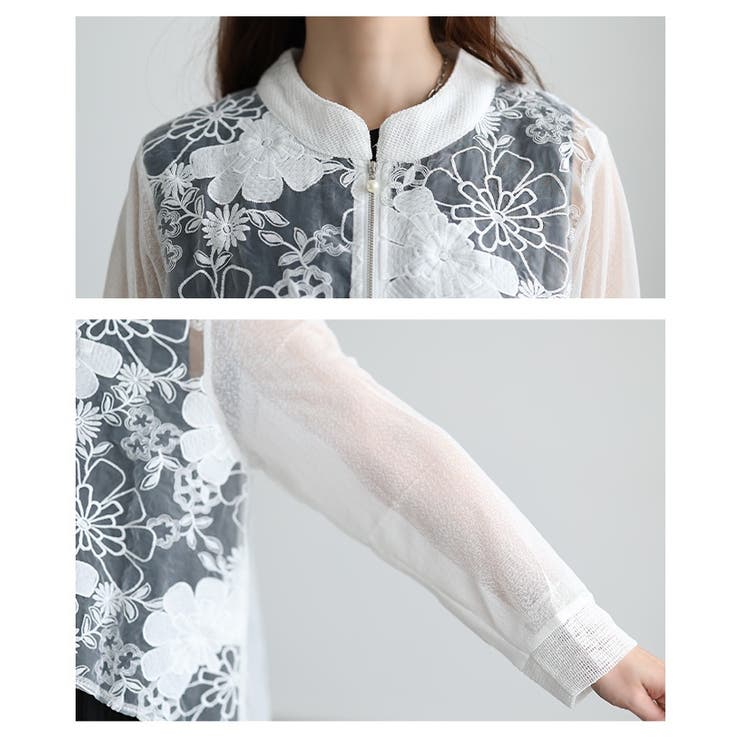 リッチに華やぐ花柄レース異素材シアーブルゾン レディース ファッション | Sawa a la mode | 詳細画像5 