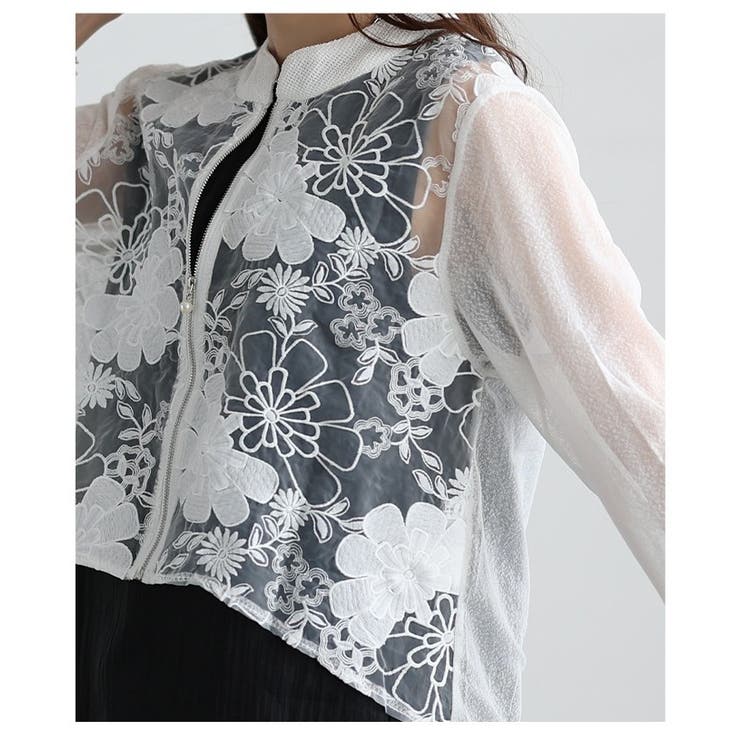 リッチに華やぐ花柄レース異素材シアーブルゾン レディース ファッション | Sawa a la mode | 詳細画像8 