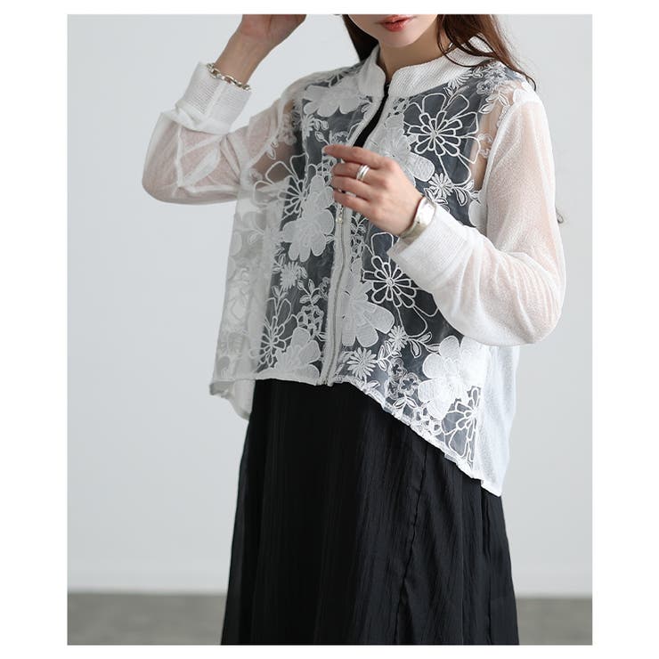 リッチに華やぐ花柄レース異素材シアーブルゾン レディース ファッション | Sawa a la mode | 詳細画像12 
