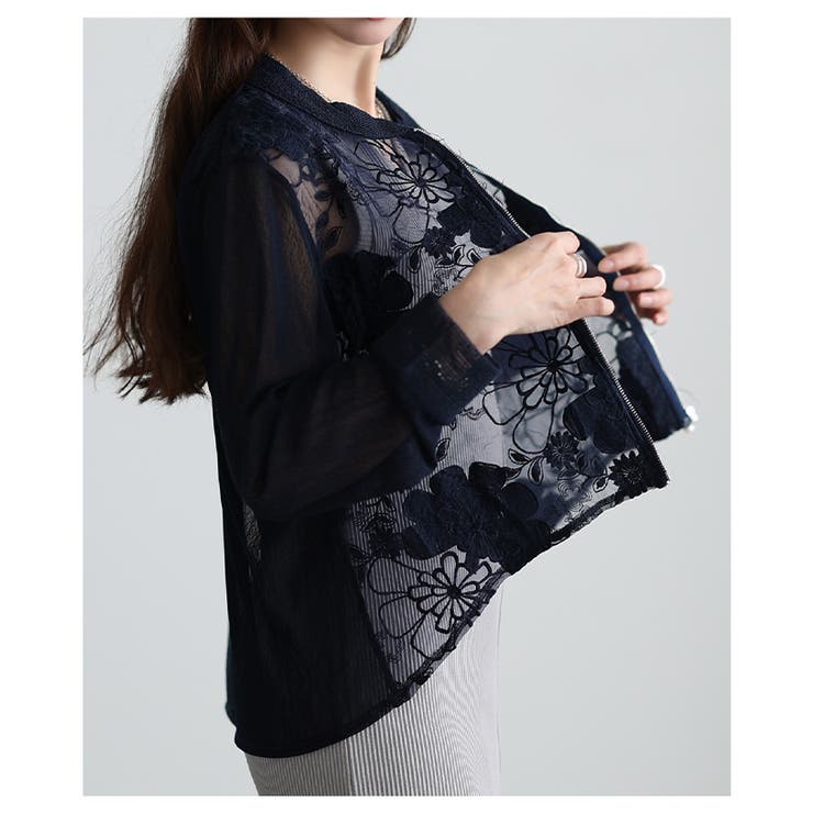 リッチに華やぐ花柄レース異素材シアーブルゾン レディース ファッション | Sawa a la mode | 詳細画像14 