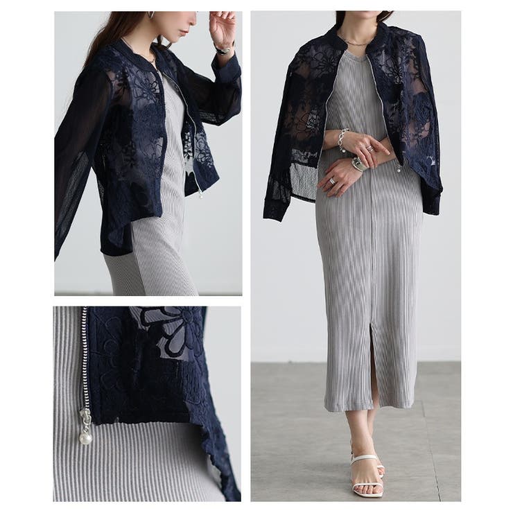 リッチに華やぐ花柄レース異素材シアーブルゾン レディース ファッション | Sawa a la mode | 詳細画像19 