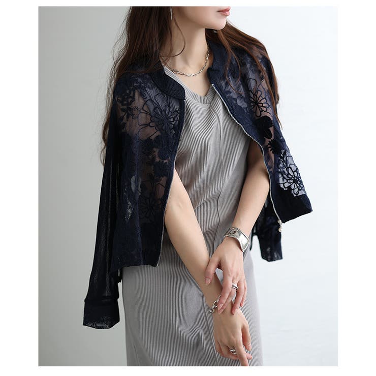 リッチに華やぐ花柄レース異素材シアーブルゾン レディース ファッション | Sawa a la mode | 詳細画像22 