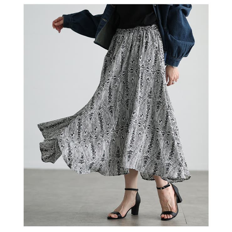 揺れ感まで美しいイレギュラーヘムペイズリースカート レディース ボトムス | Sawa a la mode | 詳細画像14 