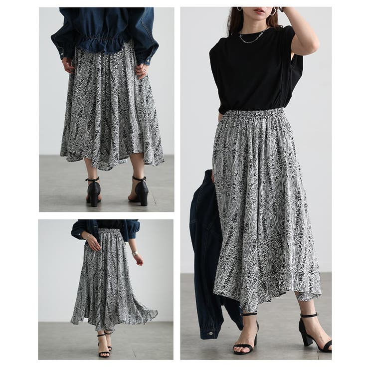 揺れ感まで美しいイレギュラーヘムペイズリースカート レディース ボトムス | Sawa a la mode | 詳細画像17 