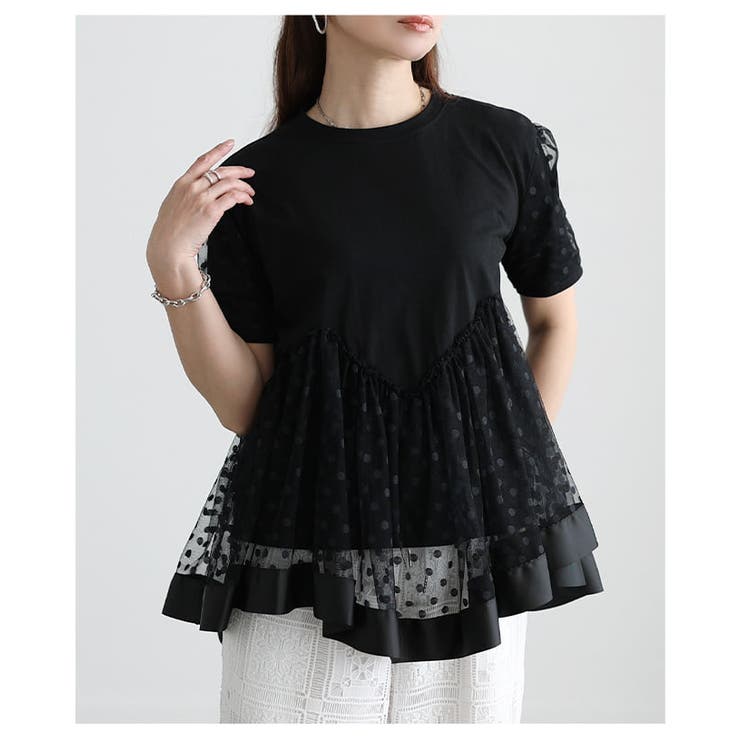 一枚でぱっと華やぐドットチュールペプラムプルオーバー レディース トップス | Sawa a la mode | 詳細画像4 