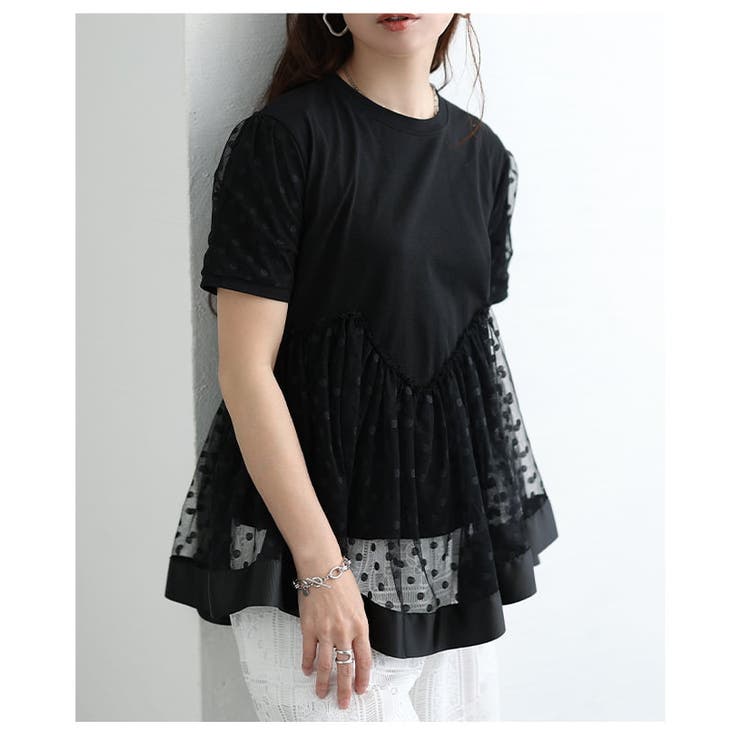 一枚でぱっと華やぐドットチュールペプラムプルオーバー レディース トップス | Sawa a la mode | 詳細画像8 