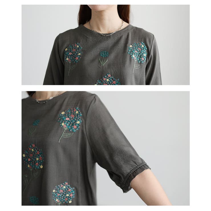 自然体で着映える花刺繍ナチュラルブラウス レディース トップス | Sawa a la mode | 詳細画像5 