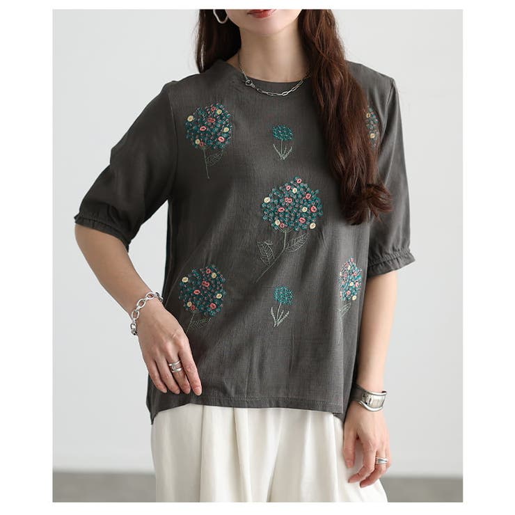 自然体で着映える花刺繍ナチュラルブラウス レディース トップス | Sawa a la mode | 詳細画像8 