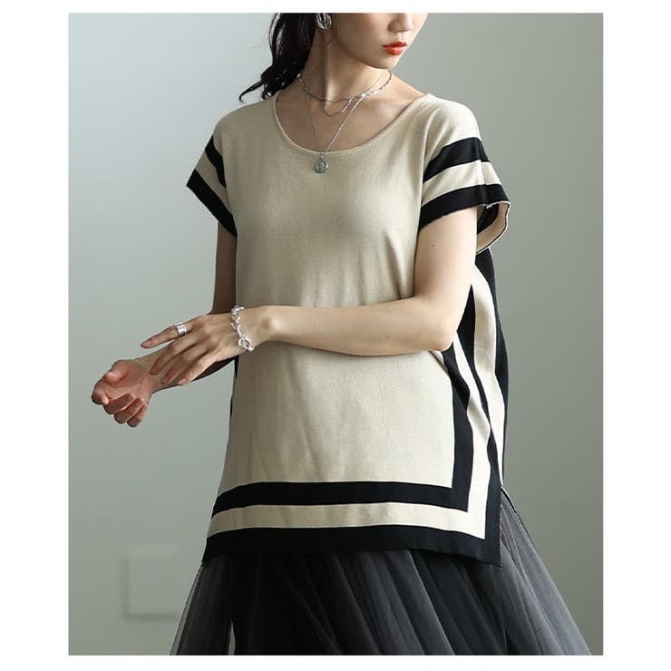 品よく決まる配色デザインサマーニットセットアップ レディース 上下セット | Sawa a la mode | 詳細画像12 