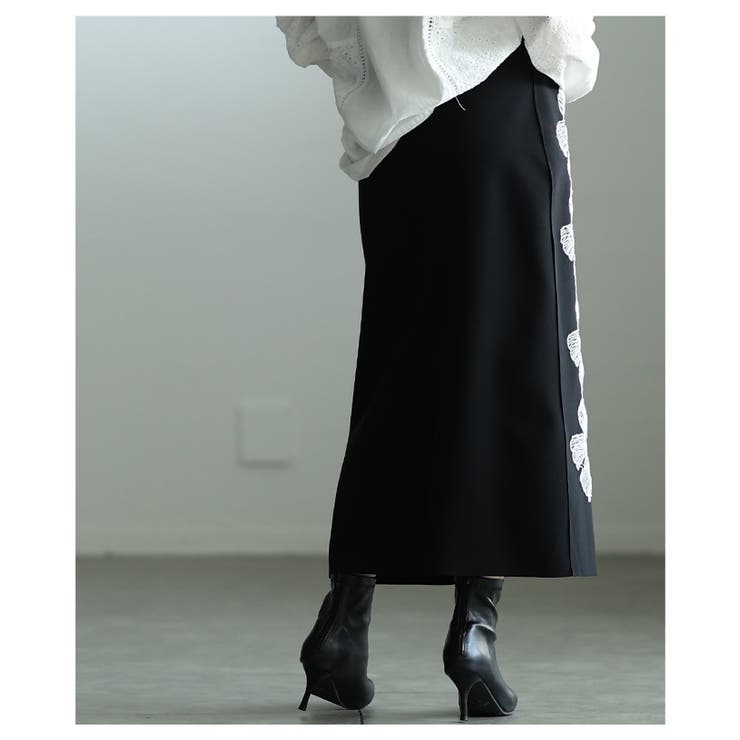 ドラマティックなアシンメトリー花柄刺繍ナロースカート レディース ファッション | Sawa a la mode | 詳細画像20 