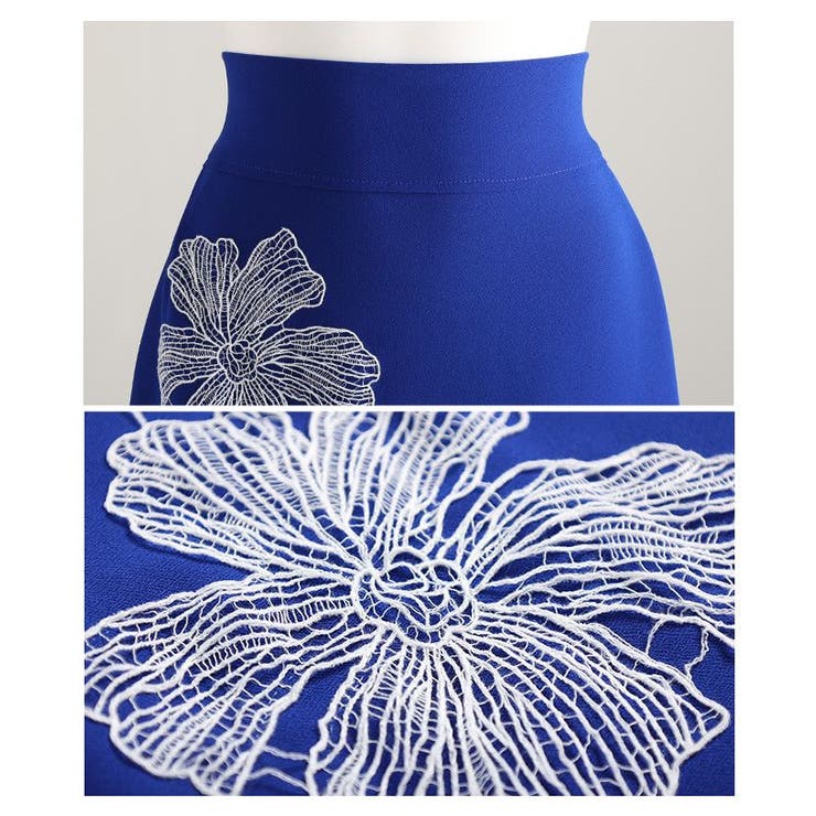 ドラマティックなアシンメトリー花柄刺繍ナロースカート レディース ファッション | Sawa a la mode | 詳細画像23 