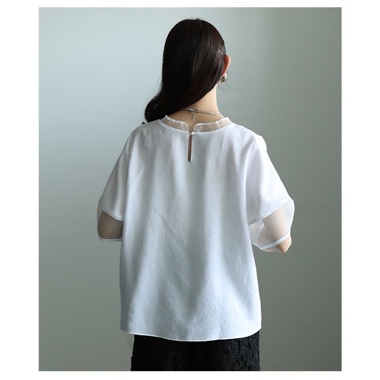 リズムを加えるアシンメトリー立体花柄異素材プルオーバー レディース ファッション | Sawa a la mode | 詳細画像21 