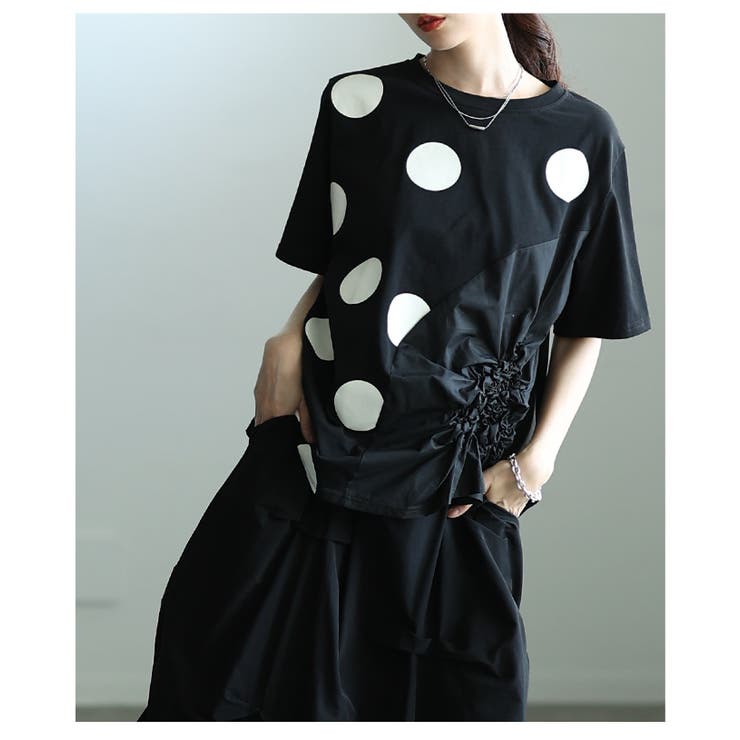 独特な立体感を生むドット柄異素材ギャザーカットソー レディース ファッション | Sawa a la mode | 詳細画像8 