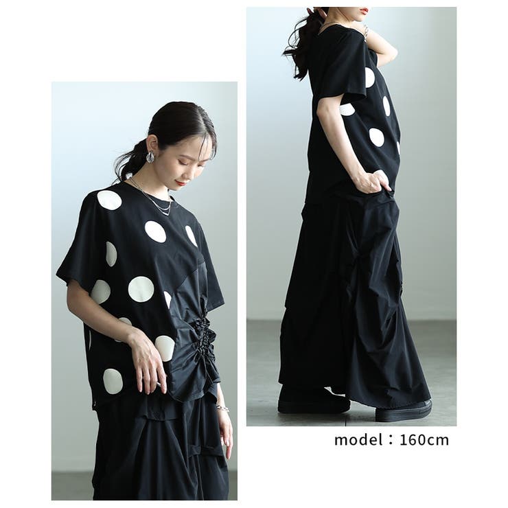 独特な立体感を生むドット柄異素材ギャザーカットソー レディース ファッション | Sawa a la mode | 詳細画像9 