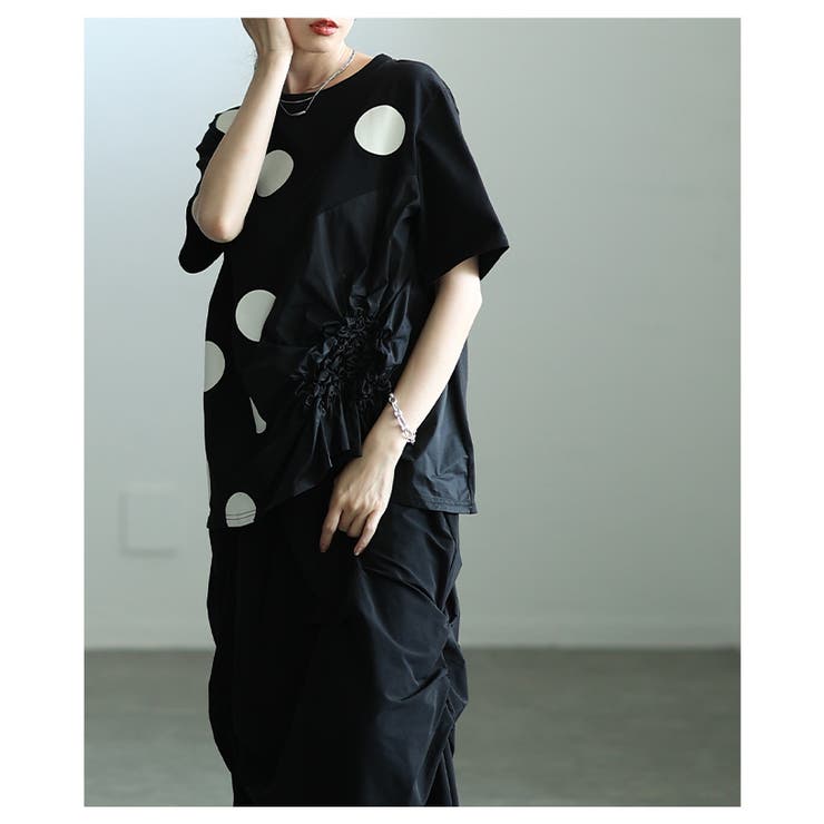 独特な立体感を生むドット柄異素材ギャザーカットソー レディース ファッション | Sawa a la mode | 詳細画像12 