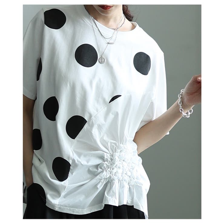 独特な立体感を生むドット柄異素材ギャザーカットソー レディース ファッション | Sawa a la mode | 詳細画像16 