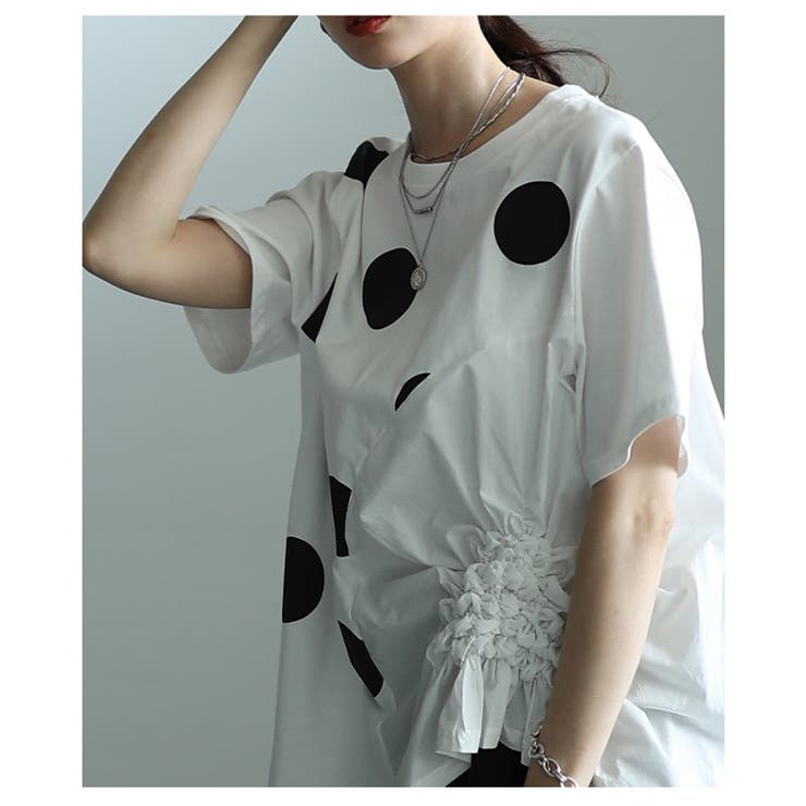 独特な立体感を生むドット柄異素材ギャザーカットソー レディース ファッション | Sawa a la mode | 詳細画像21 