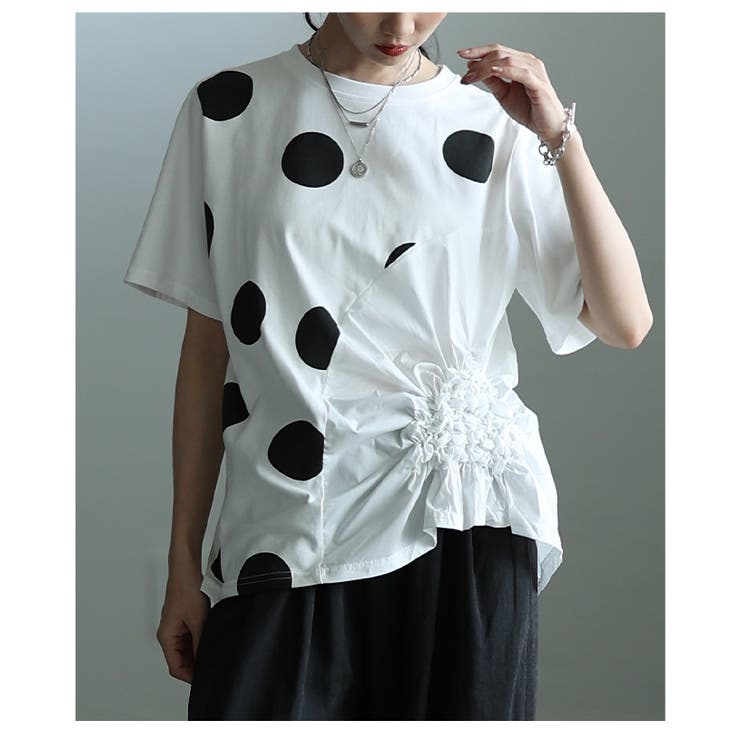 独特な立体感を生むドット柄異素材ギャザーカットソー レディース ファッション | Sawa a la mode | 詳細画像22 