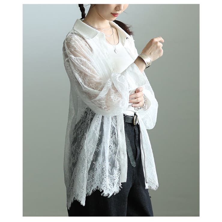 レイヤードが楽しくなる総レーススカラップシャツ レディース トップス | Sawa a la mode | 詳細画像14 
