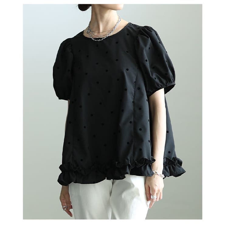 着るだけで華やぐフロッキードットフレアブラウス レディース トップス | Sawa a la mode | 詳細画像14 