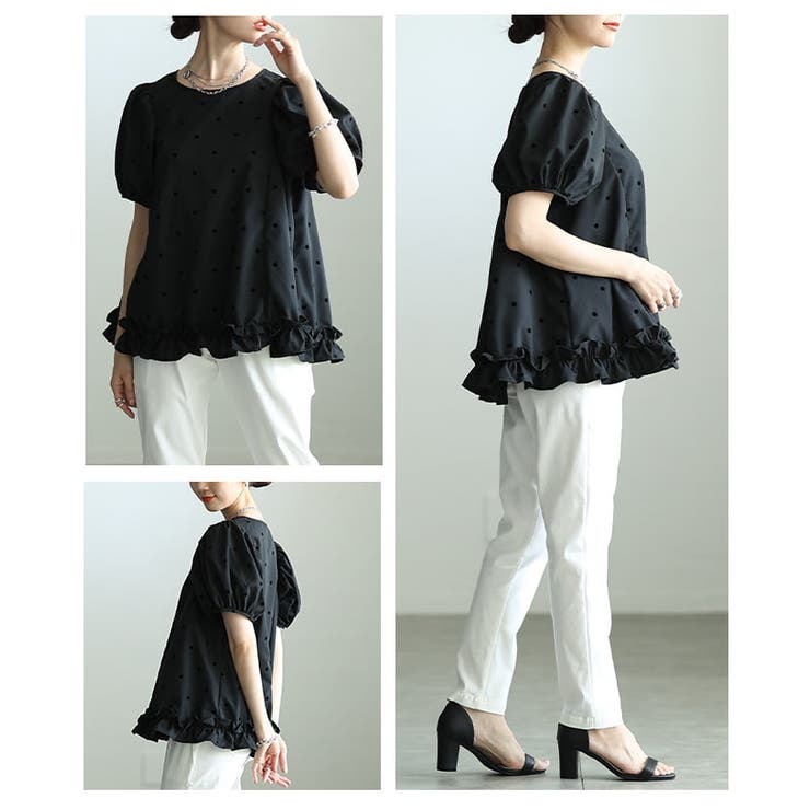 着るだけで華やぐフロッキードットフレアブラウス レディース トップス | Sawa a la mode | 詳細画像17 