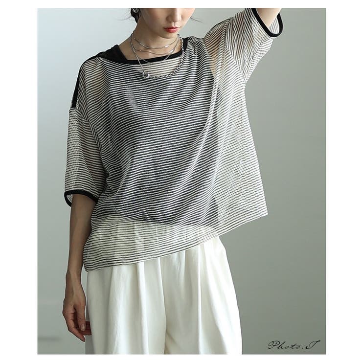 こなれるラフ感で決まるボーダー柄シアープルオーバー レディース ファッション | Sawa a la mode | 詳細画像2 