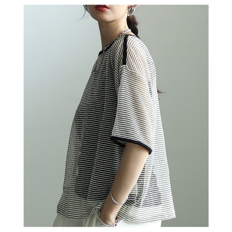 こなれるラフ感で決まるボーダー柄シアープルオーバー レディース ファッション | Sawa a la mode | 詳細画像10 