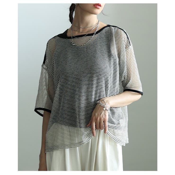こなれるラフ感で決まるボーダー柄シアープルオーバー レディース ファッション | Sawa a la mode | 詳細画像11 