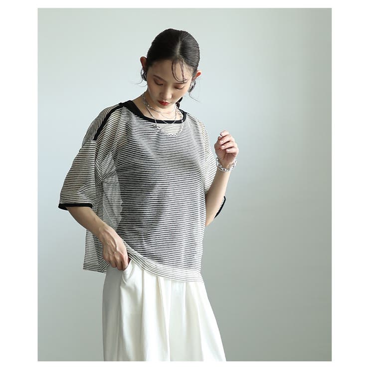 こなれるラフ感で決まるボーダー柄シアープルオーバー レディース ファッション | Sawa a la mode | 詳細画像12 