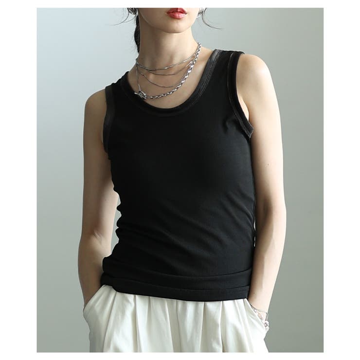 着回し力の高いベロアパイピングスリムタンクトップ レディース ファッション | Sawa a la mode | 詳細画像14 