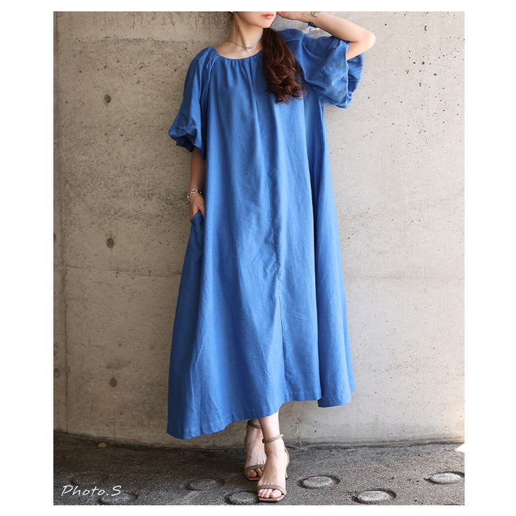 柔らかな雰囲気宿るバルーンスリーブインド綿ワンピース レディース ファッション | Sawa a la mode | 詳細画像2 