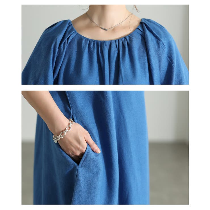 柔らかな雰囲気宿るバルーンスリーブインド綿ワンピース レディース ファッション | Sawa a la mode | 詳細画像5 