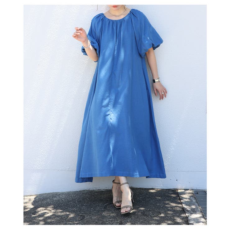 柔らかな雰囲気宿るバルーンスリーブインド綿ワンピース レディース ファッション | Sawa a la mode | 詳細画像7 